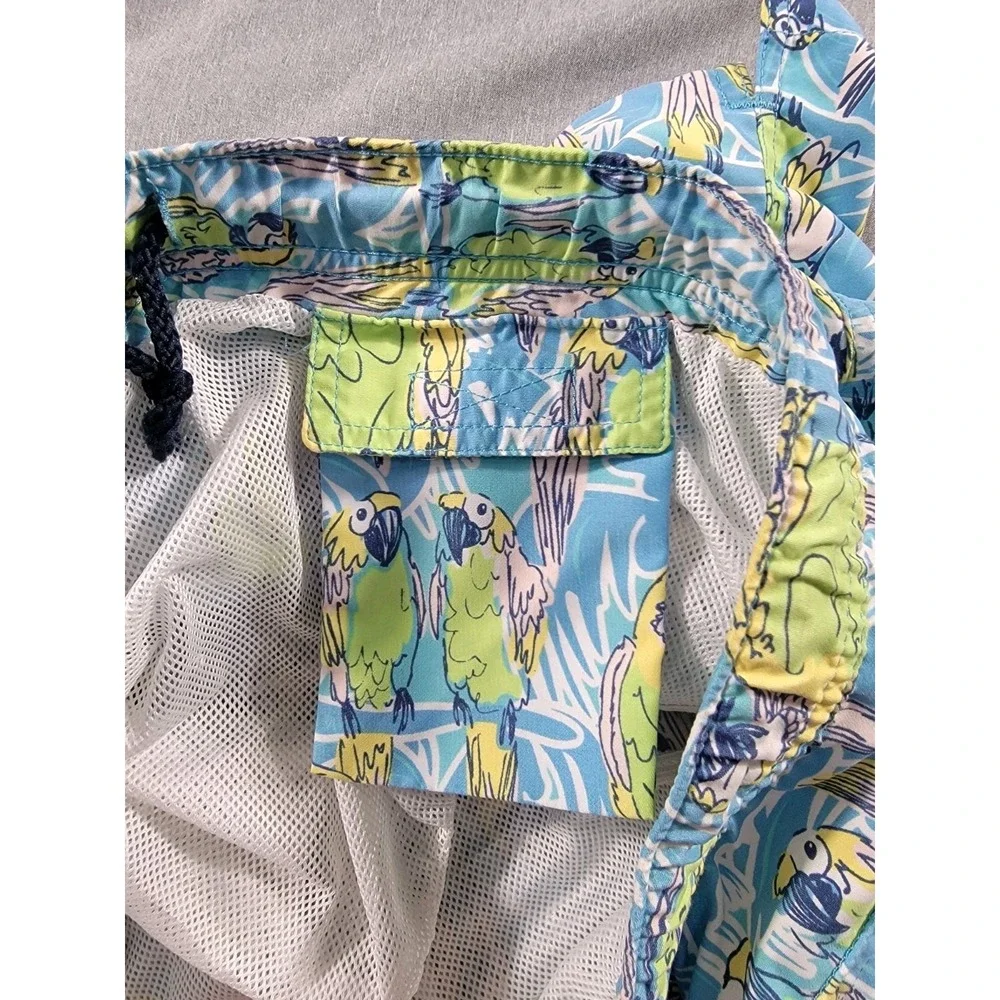 Vineyard Vines‎ Men's Small Mesh Lined Swim Trunks Macaw Parrot Bird w/ Pockets